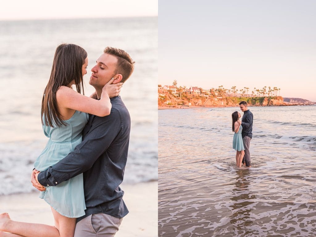 couple dancing in the surf at laguna beach