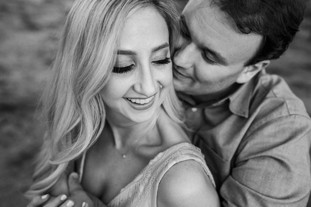 black and white engagement session photo