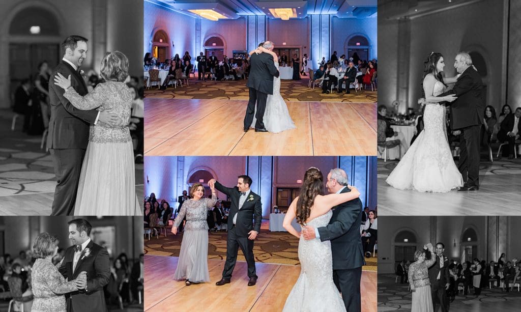 wedding couple dancing with parents