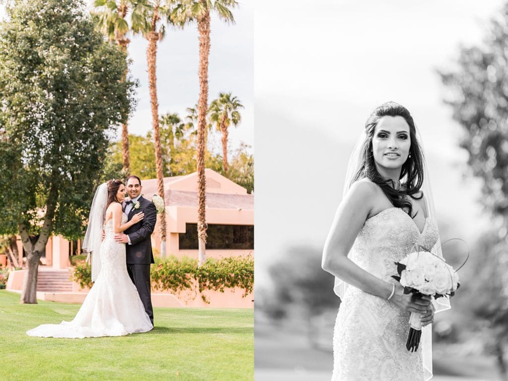 bridal portraits on the golf course