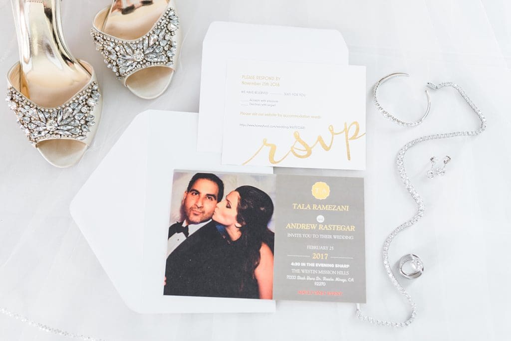 gold and silver wedding invitations