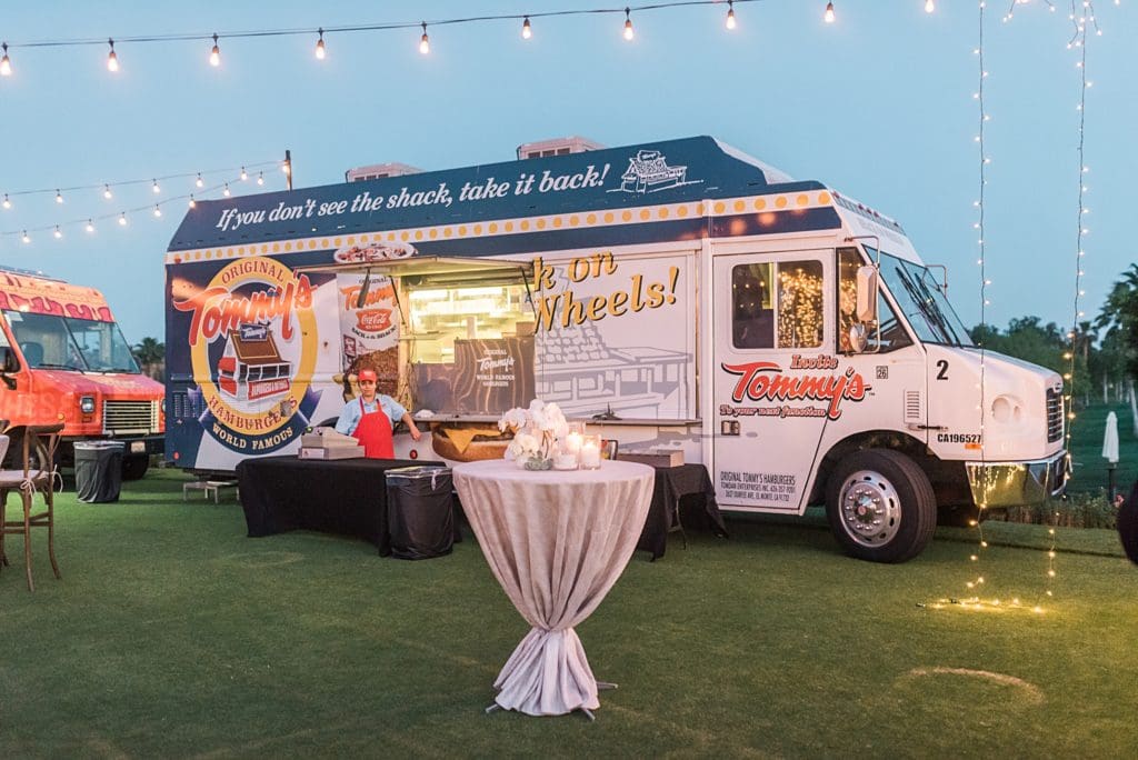 food truck at hideaway golf club wedding reception