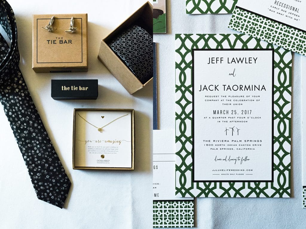 grooms details and wedding invitations