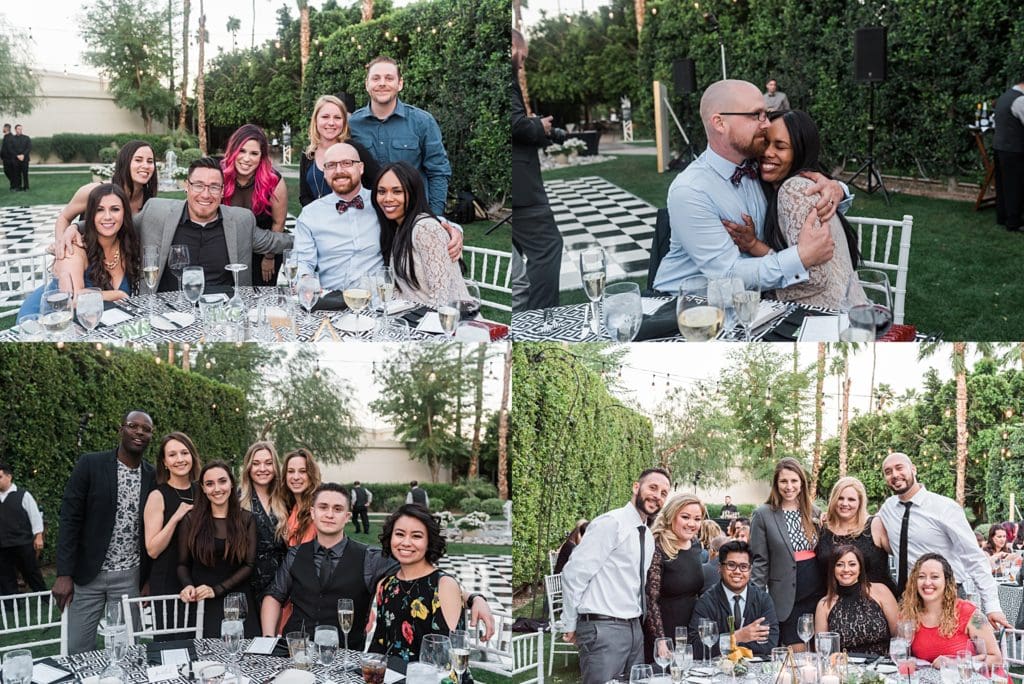 wedding guests at reception in palm springs