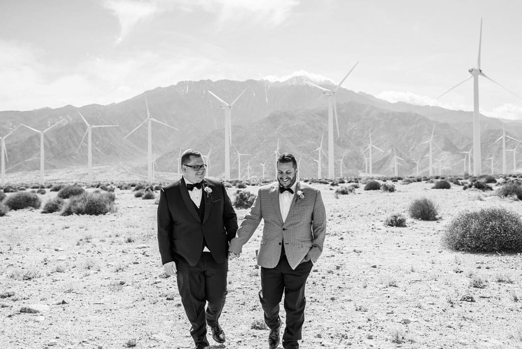 two groom in the palm springs desert