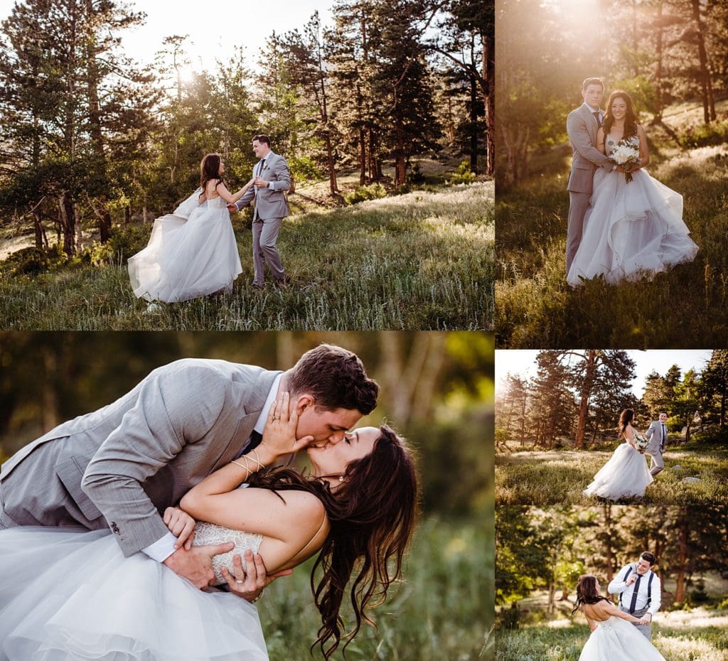 estes park golden hour wedding photos