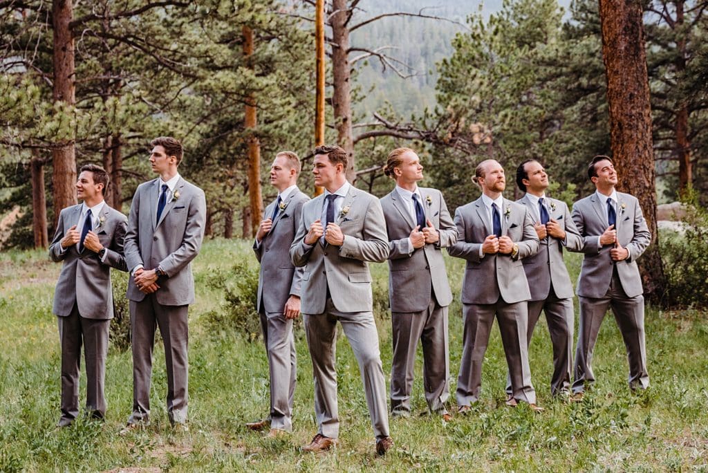 groomsmen wedding photos at della terra in estes park