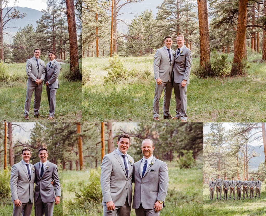 groomsmen wedding photos at della terra in estes park