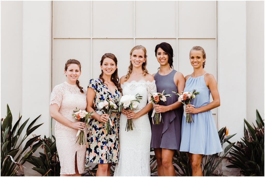 multicolored bridesmaids dresses