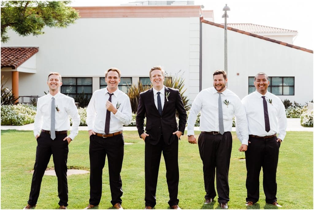 wedding party photos at long beach community college