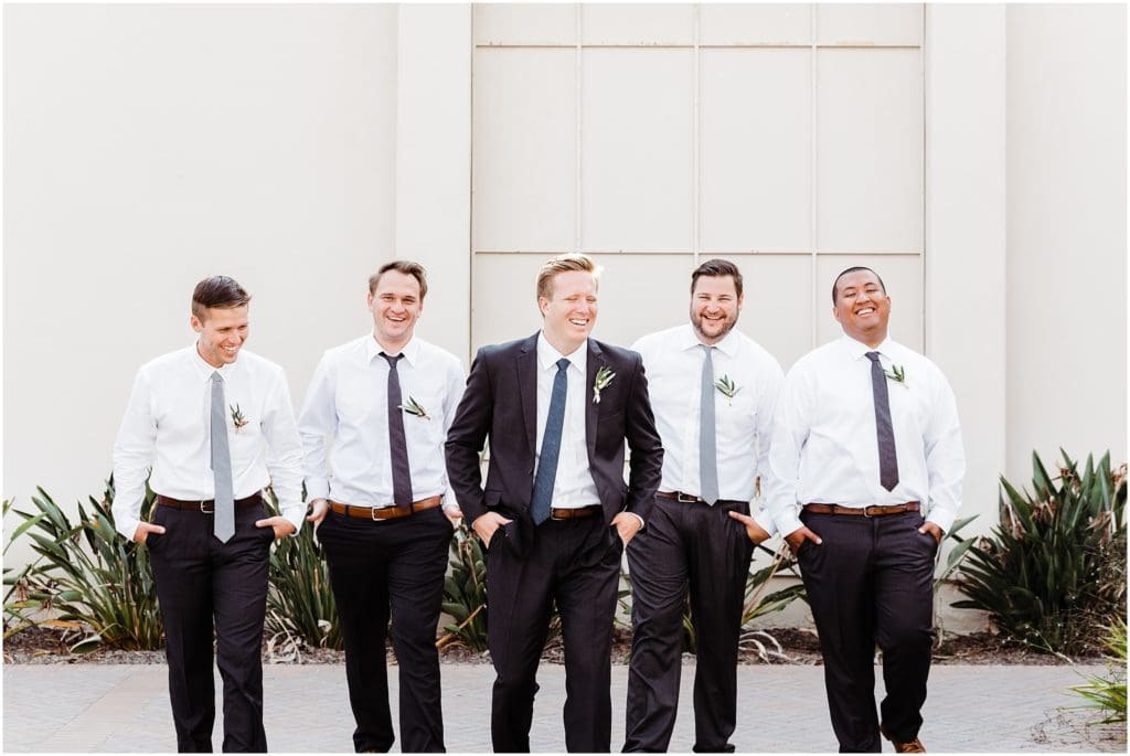 wedding party photos at long beach community college