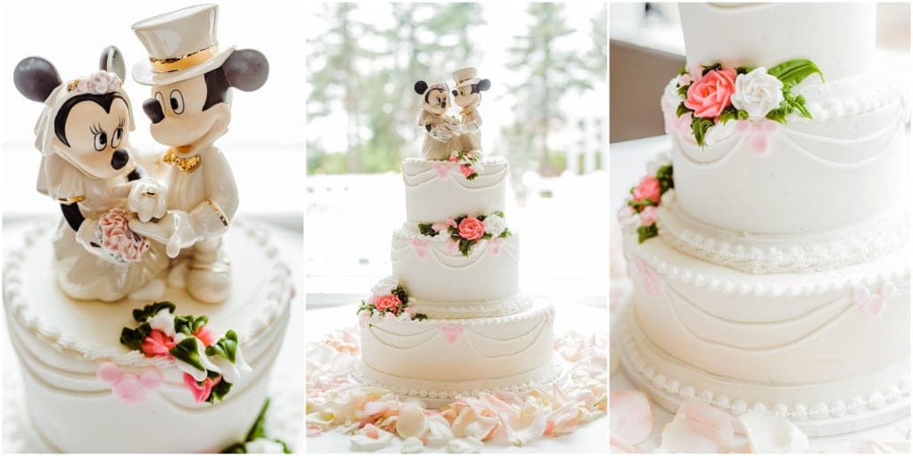disney themed wedding cake with hidden mickeys