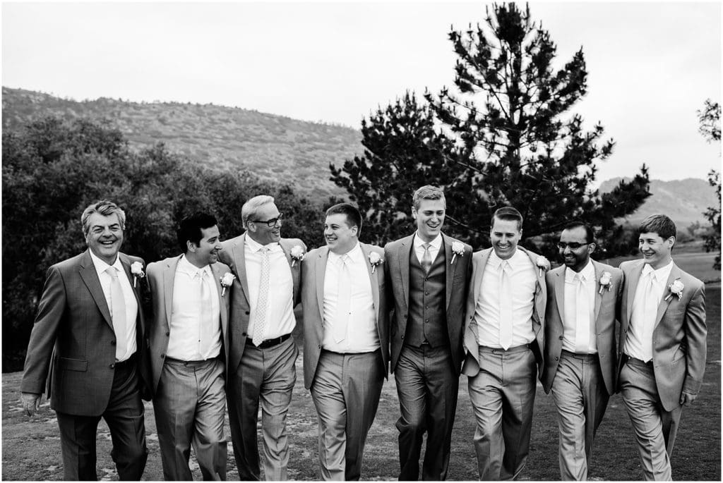 pink and gray wedding party photos