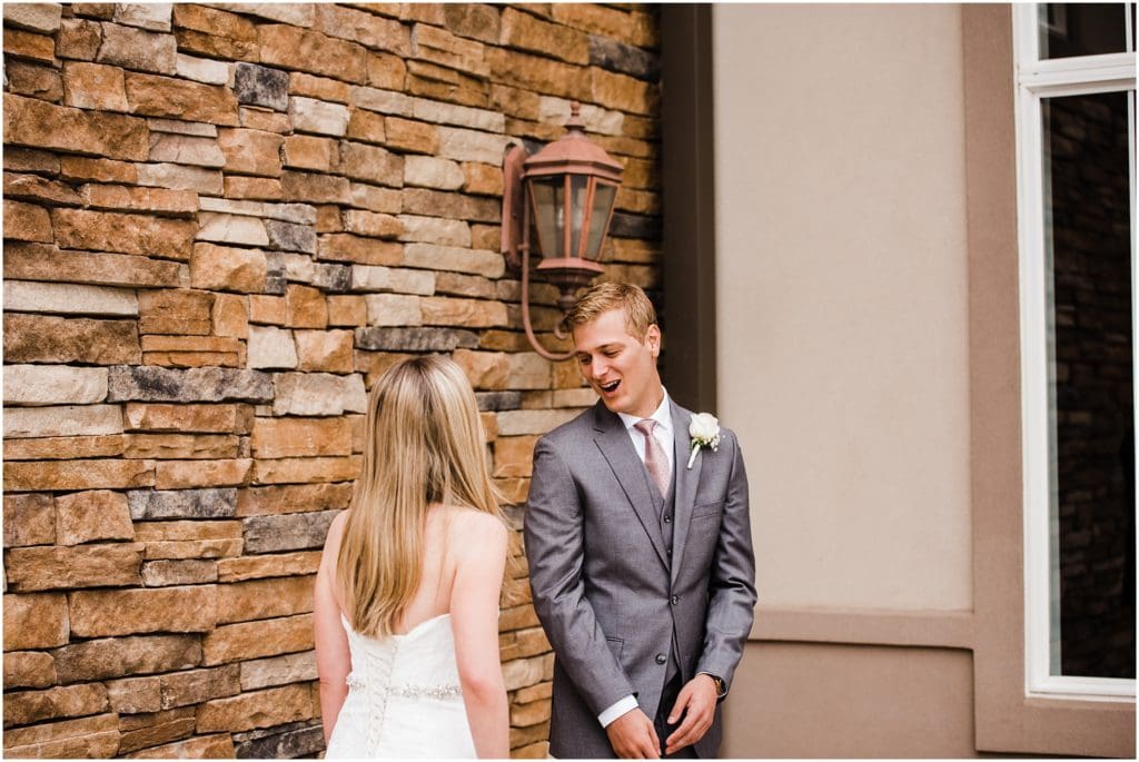 groom's awed reaction to first look