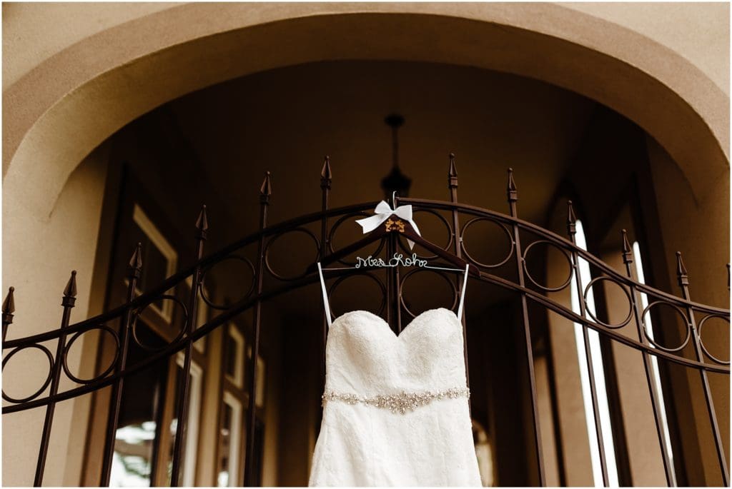 bridal gown hanging up at wedgewood ken caryl