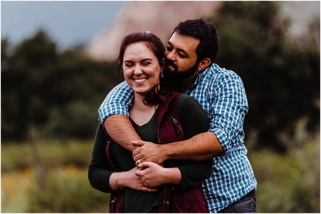 cloudy garden of the gods colorado springs engagement session