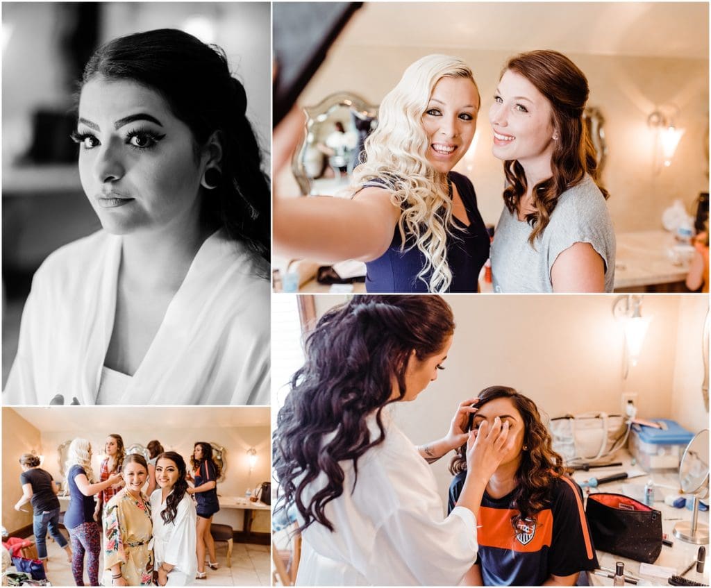bridesmaids getting ready at cielo at castle pines