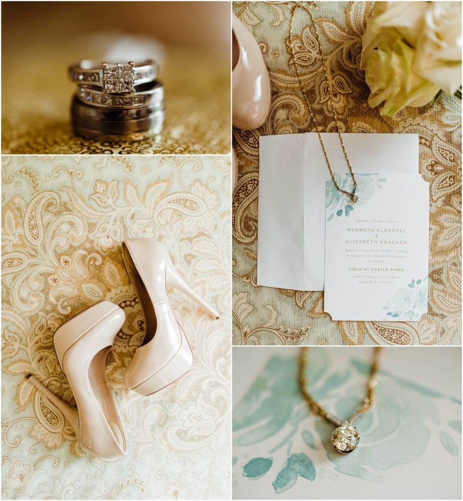 mint and gold bridal details