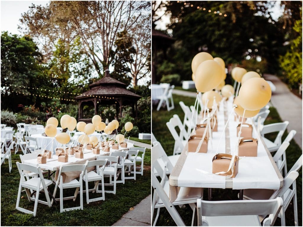 kids table with gold balloons