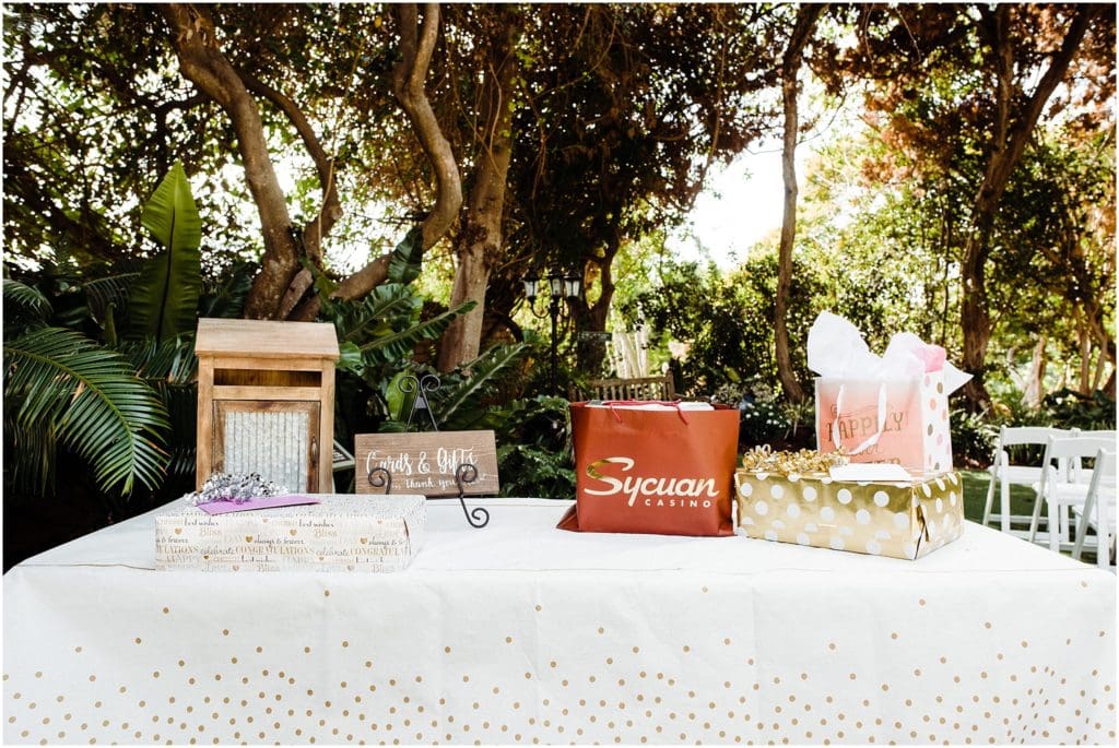 gift card table at wedding ceremony