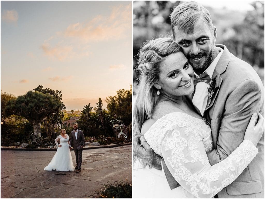 san diego botanic garden wedding portraits with the ocean in the background