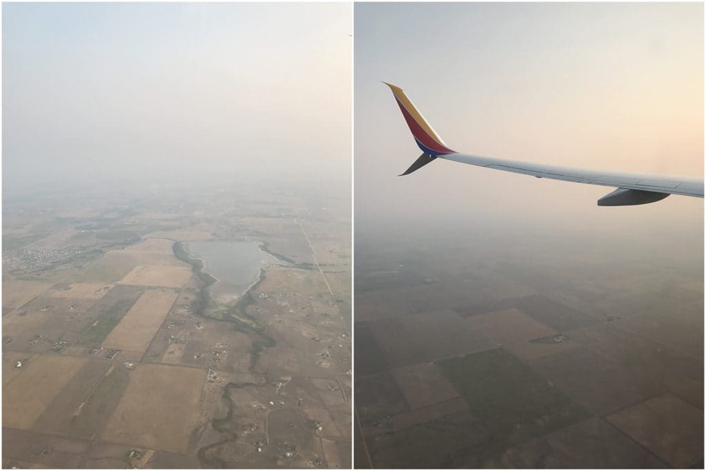 smoky skies from the plane