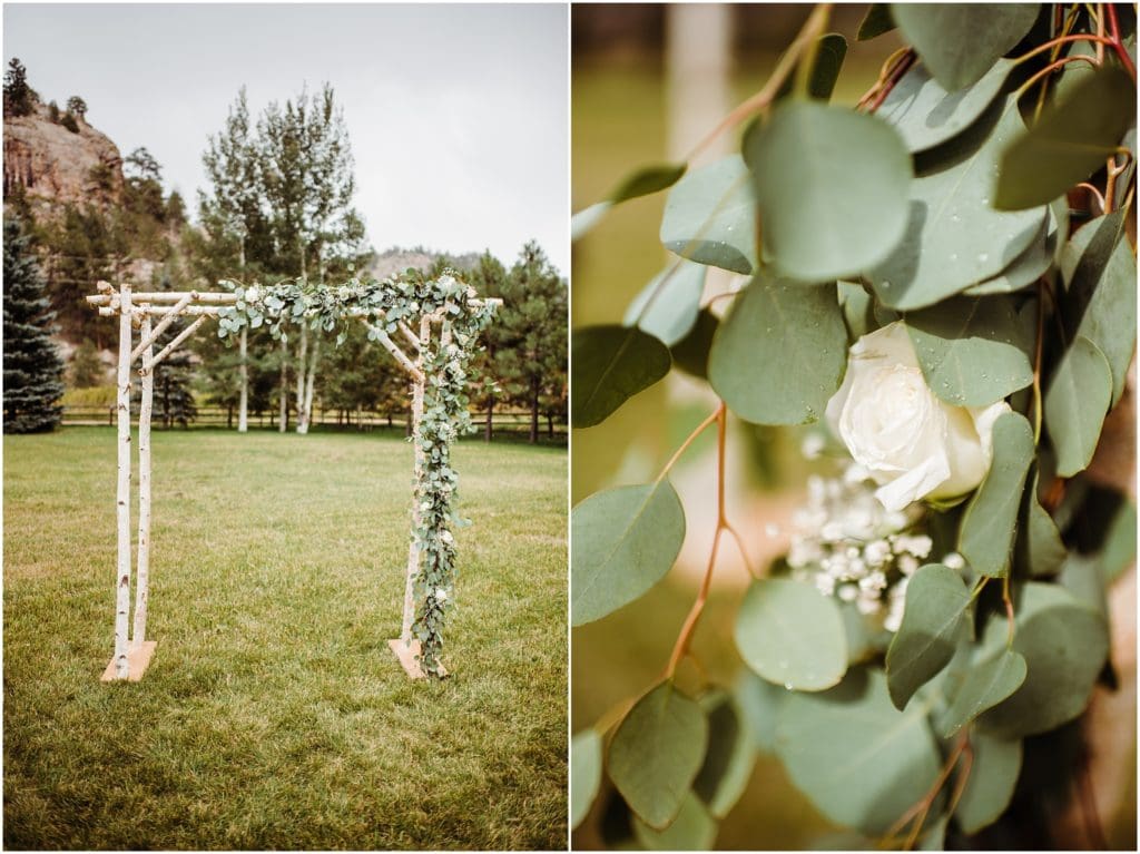 outdoor wedding arch with eucalyptus 