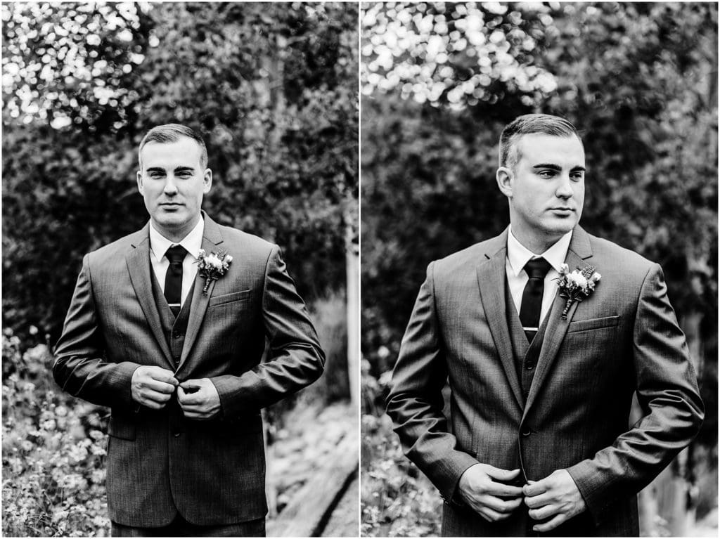 black and white grooms portrait