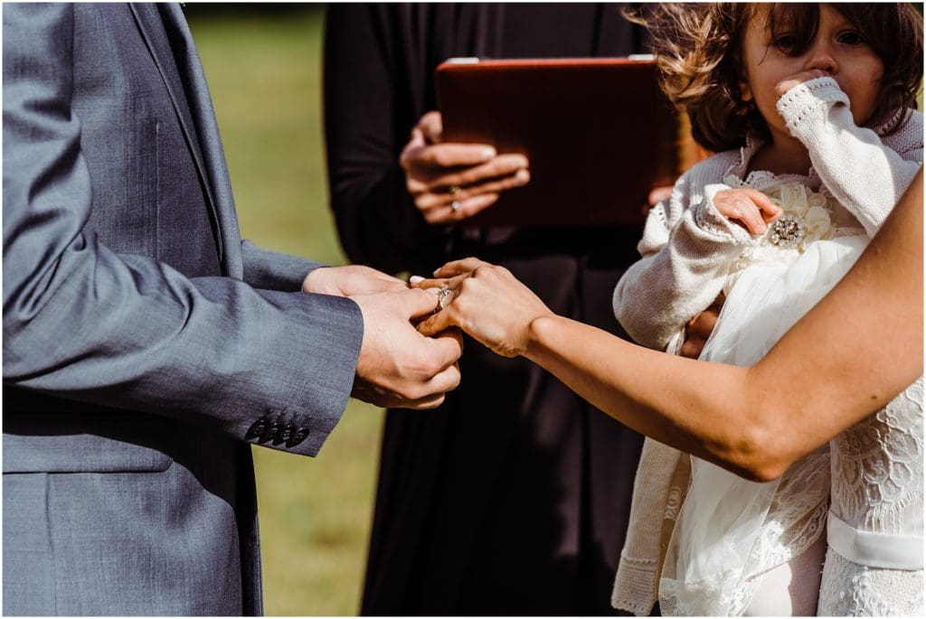 placing the ring on her hand