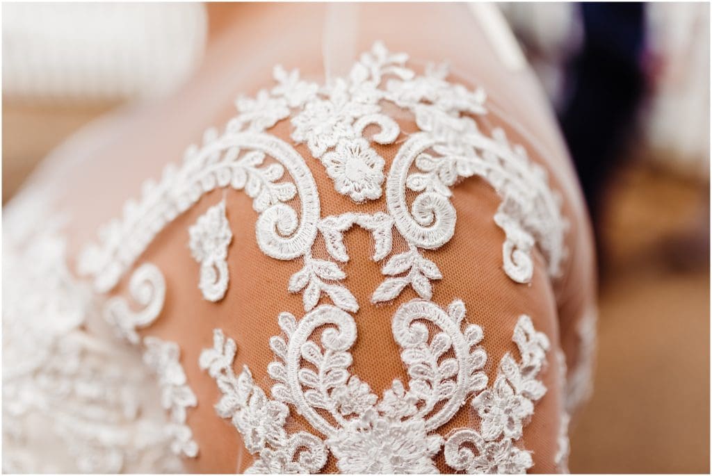 lace shoulder details of wedding dress