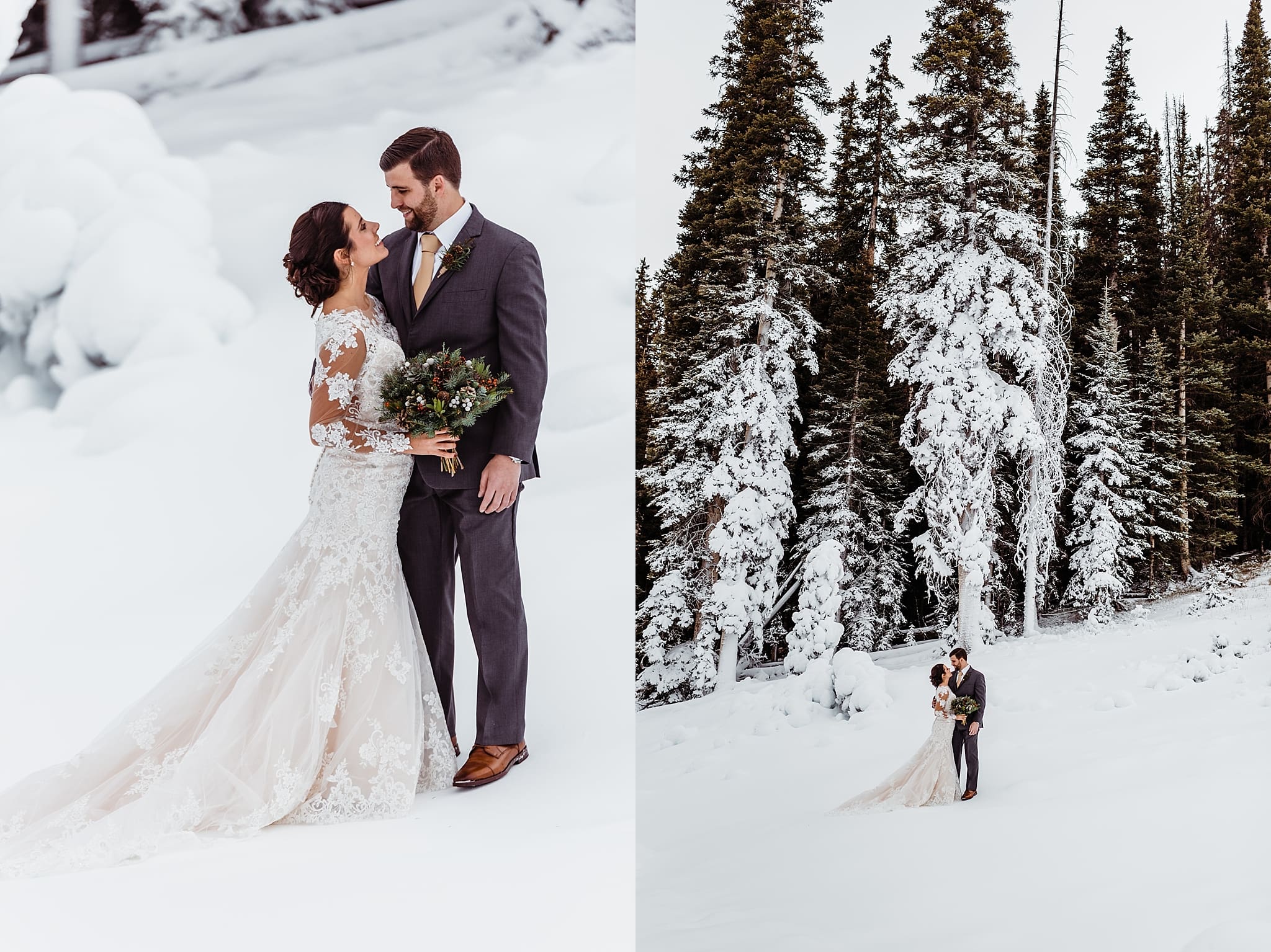 wintery wedding portraits