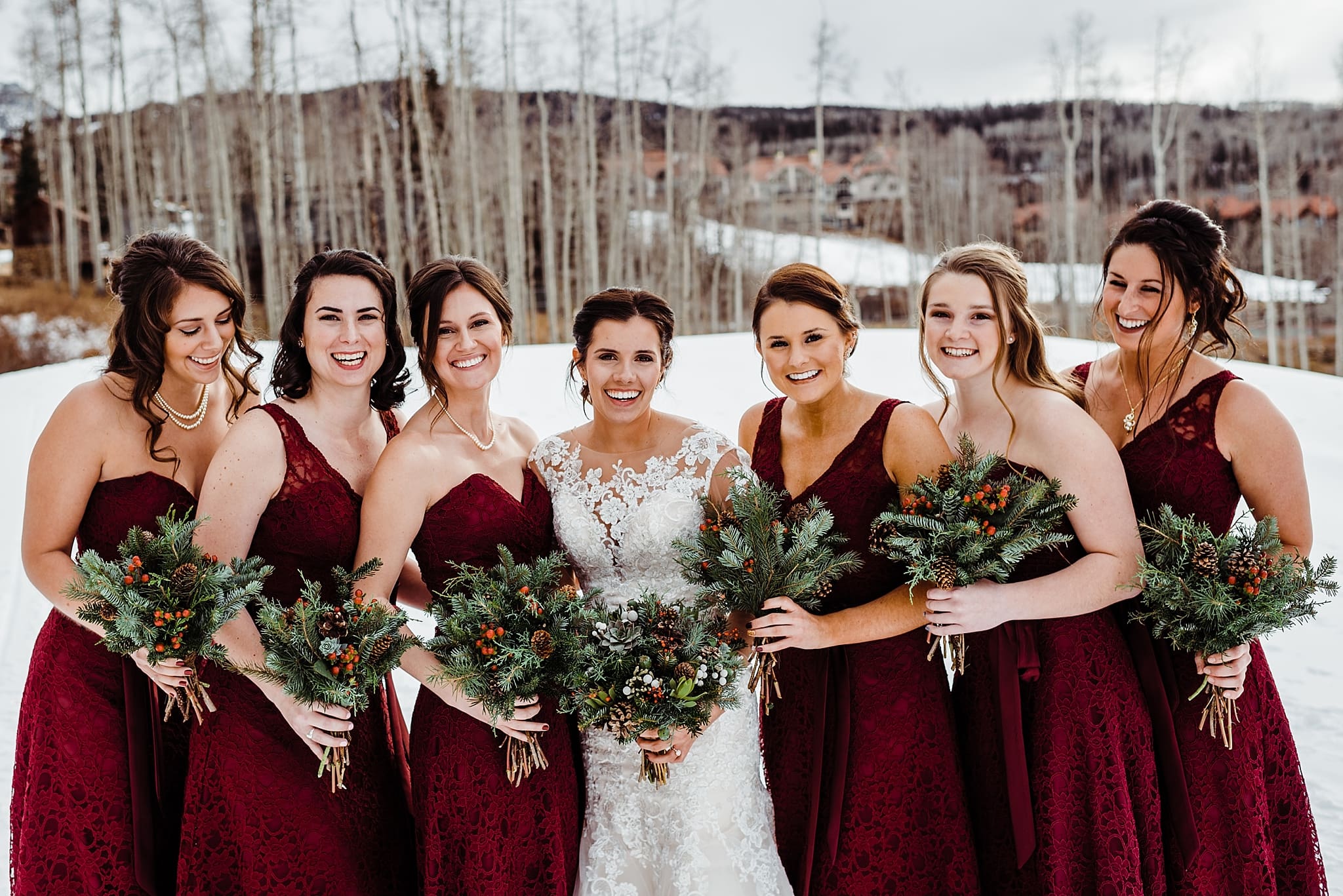 cranberry bridesmaids dresses for winter wedding