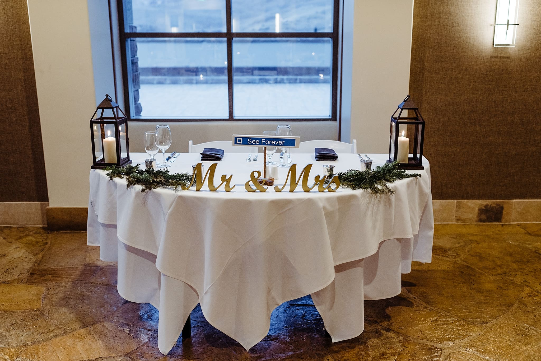 ski inspired wedding reception details
