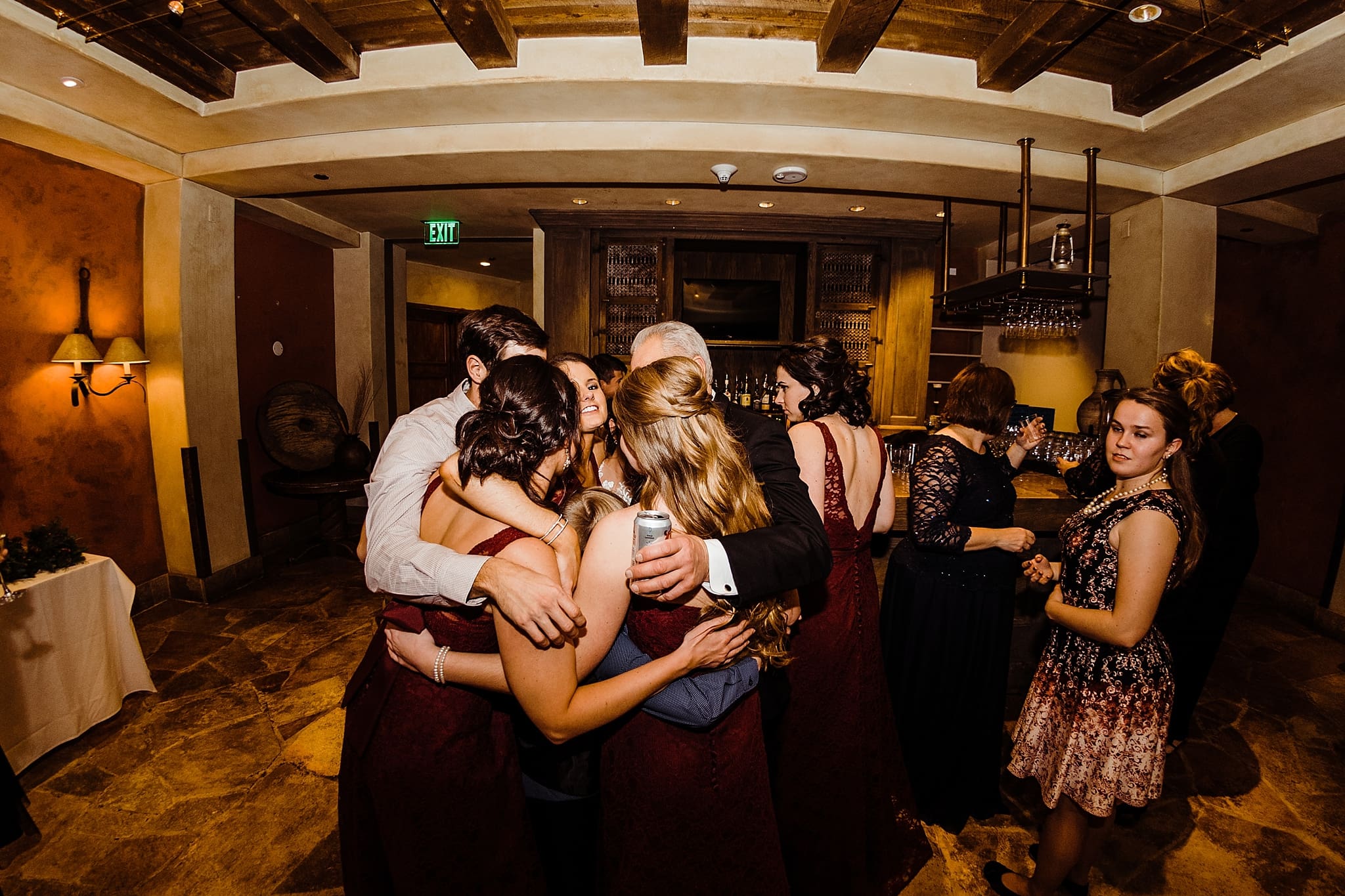 group hug at wedding