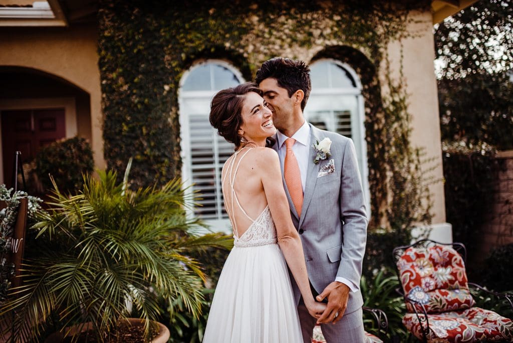 first look for a backyard wedding