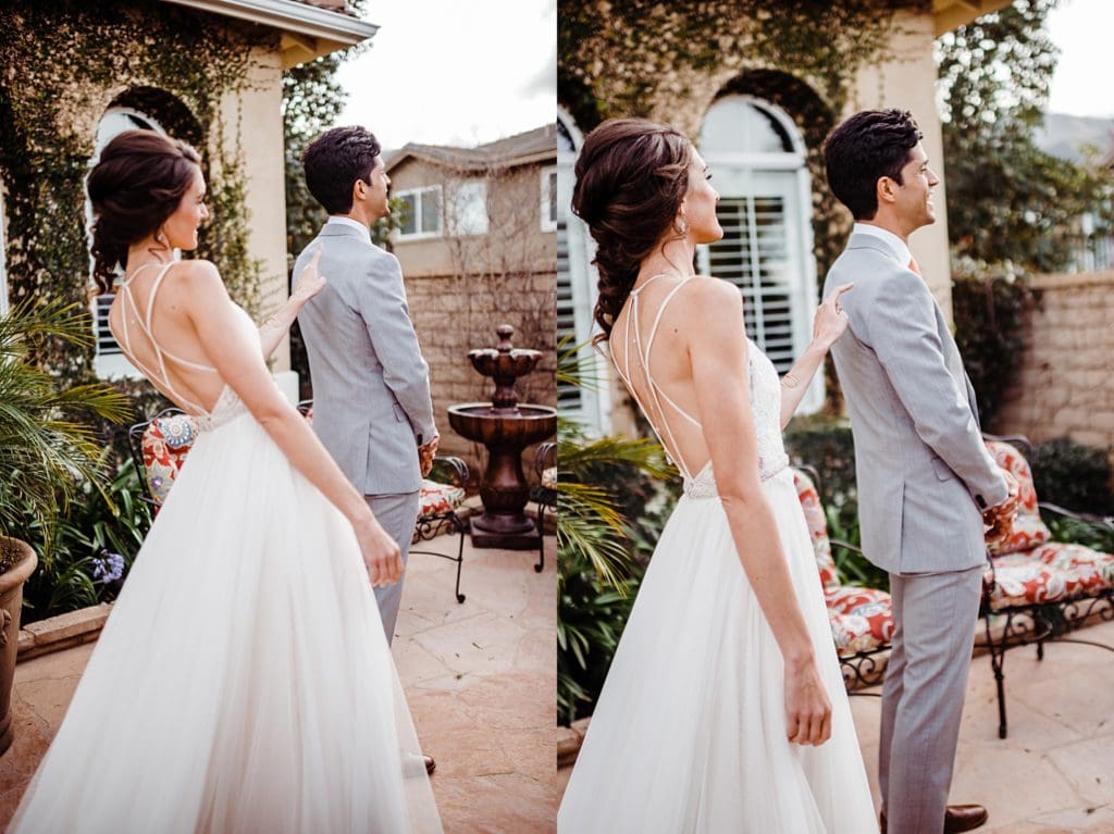 first look for a backyard wedding