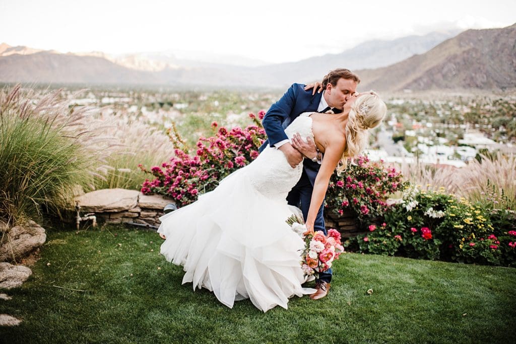 bride and groom portraits at the o'donnell house in palm springs