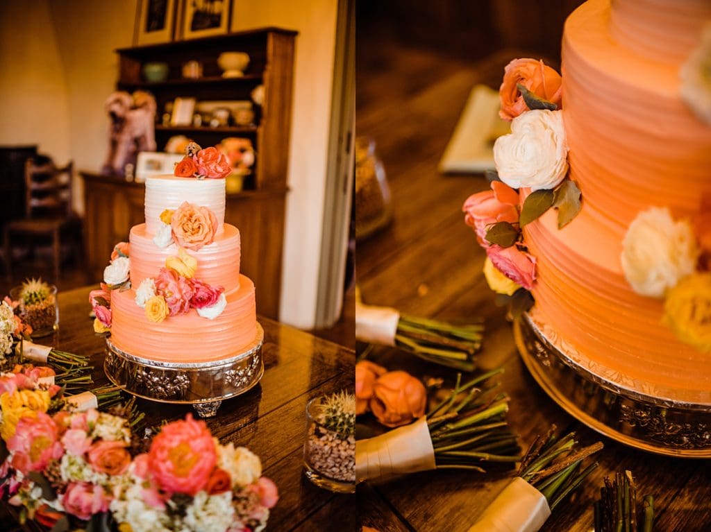 coral ombre weding cake