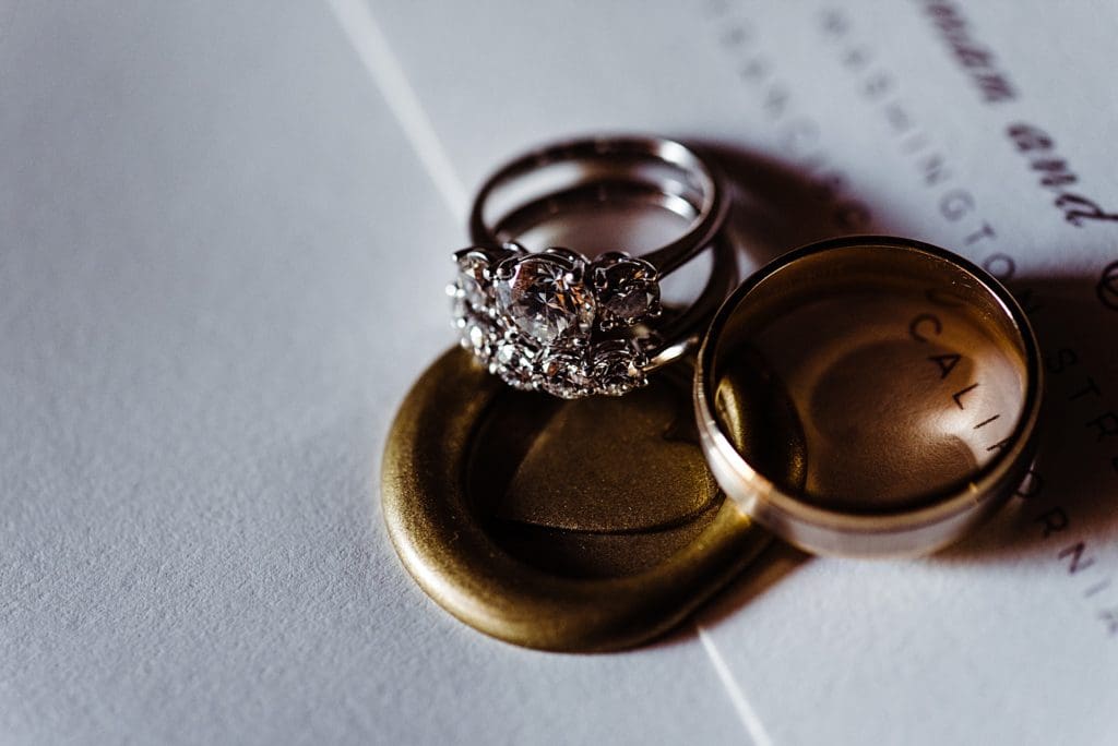 moody wedding ring detail photo