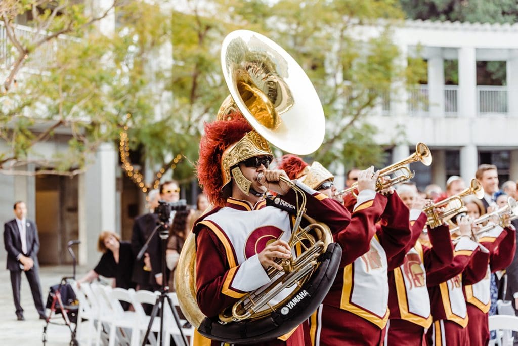 USC marching band at a wedding