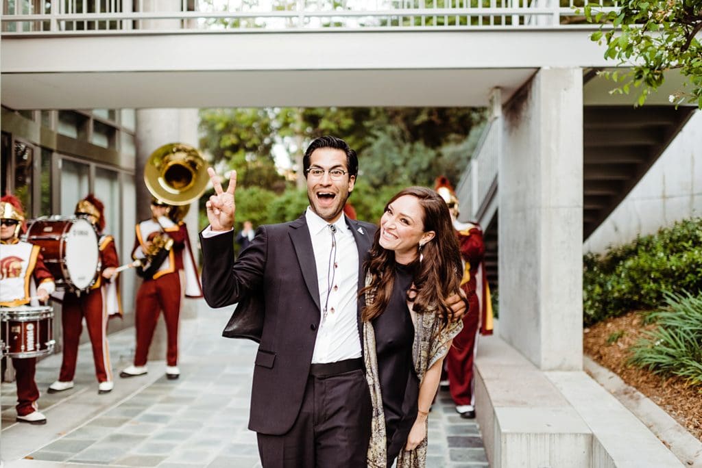 USC marching band at a wedding