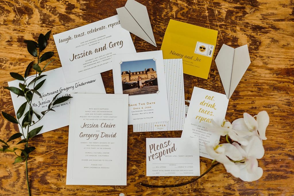 yellow and white wedding invitations