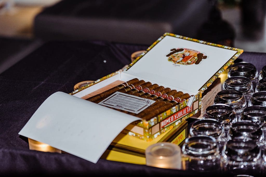cigar bar at wedding