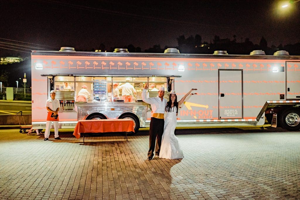 in n out food truck for late night snack at wedding reception