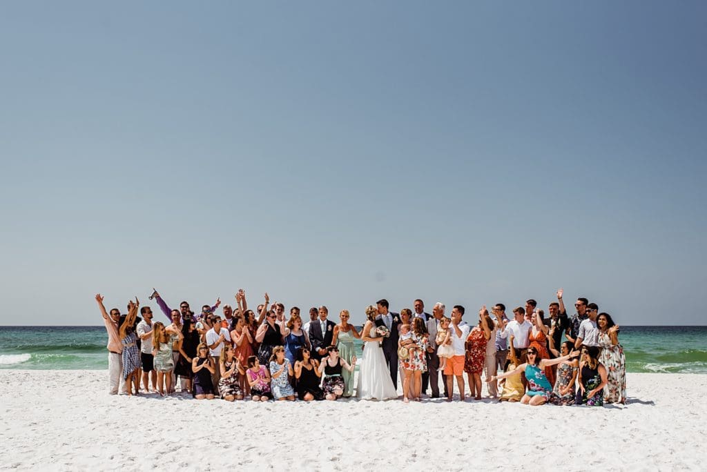 extended family photo on the beach
