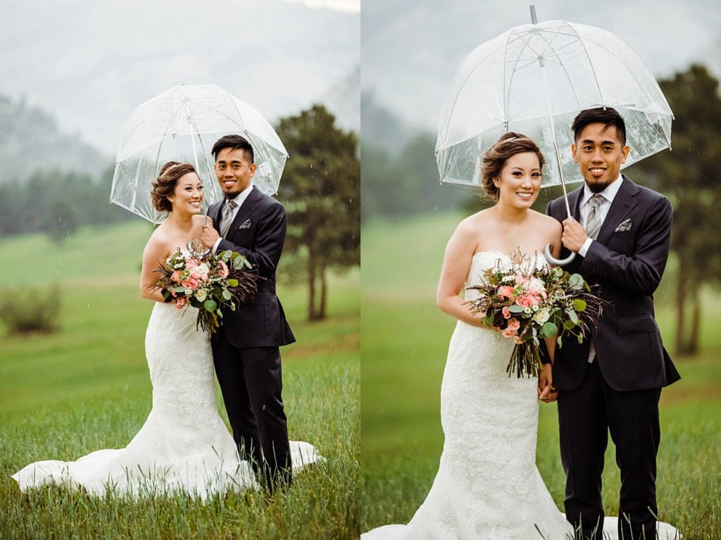 rainy day wedding portraits