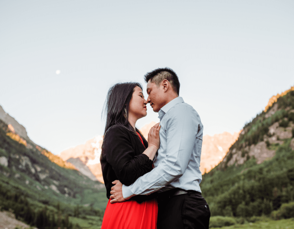 Sunrise Engagement Session at Maroon Bells in Aspen, Colorado