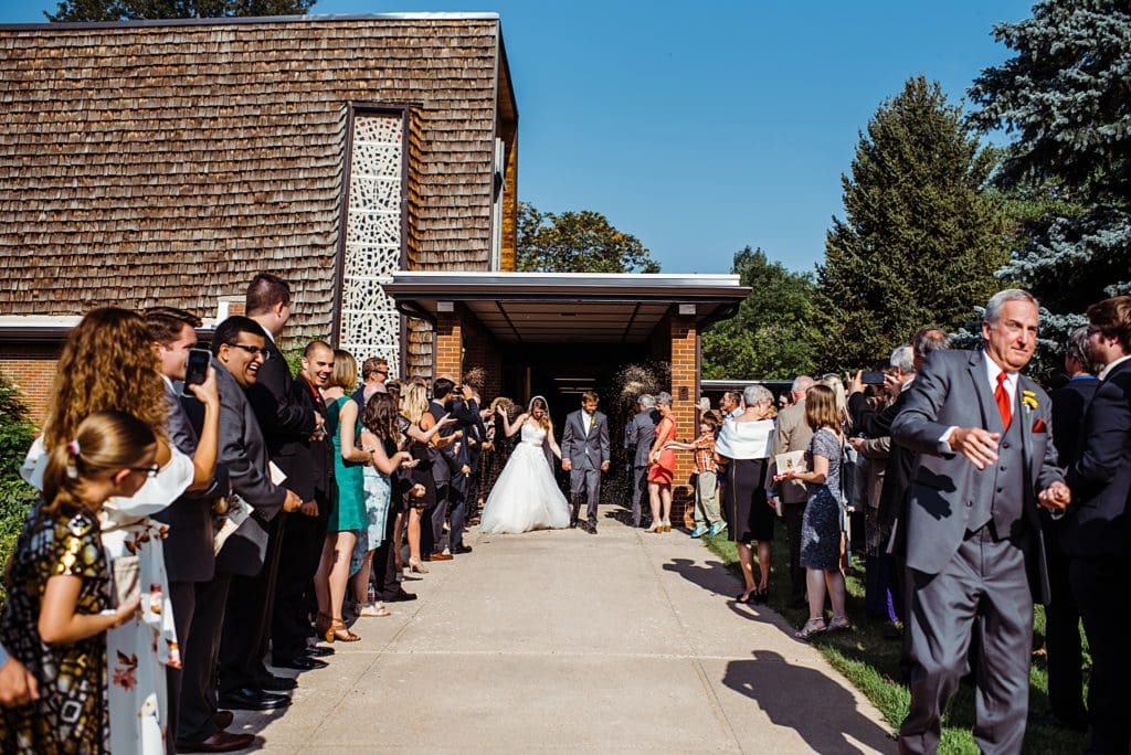 birdseed exit from church wedding