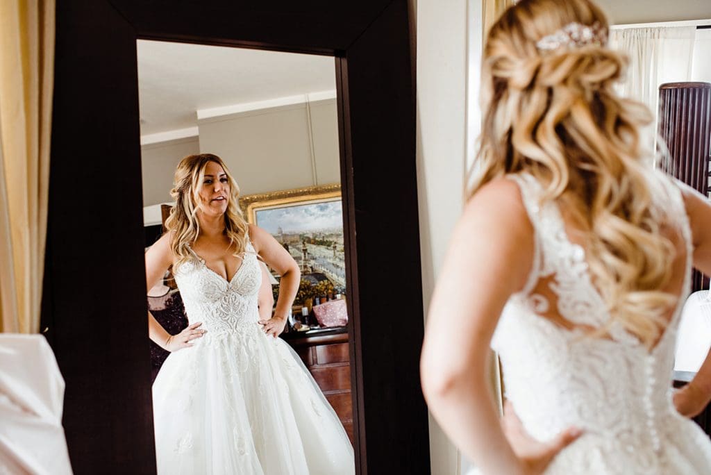 bride getting ready at manor house wedding in littleton colorado