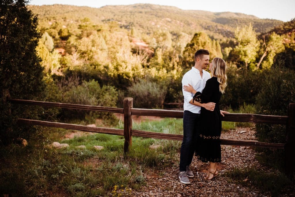 romantic sunrise engagement session at garden of the gods